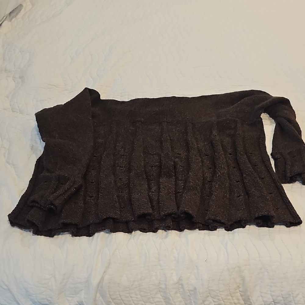 Chic Brown Knit Sweater Made In Peru